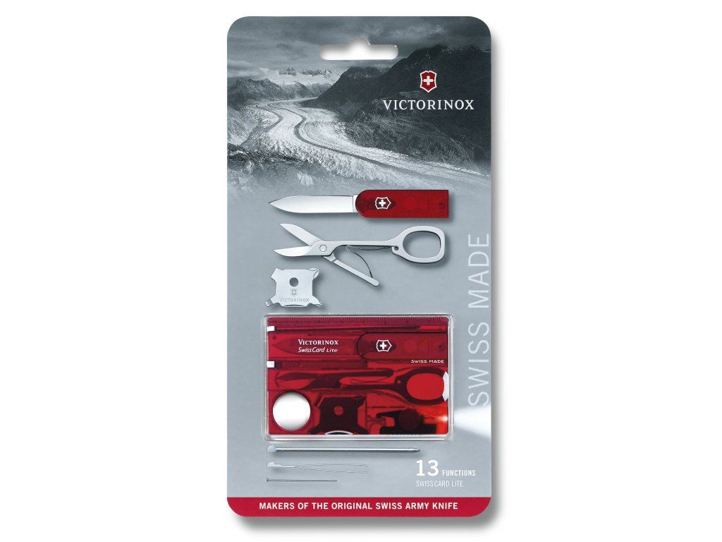 Karta Swiss Card Lite, červená transparentní, blister