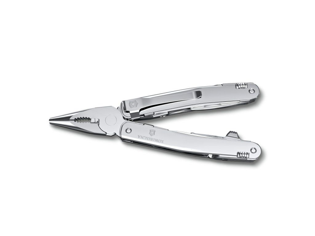 Kleště SWISS TOOL SPIRIT MX, s klipem, stříbrné, blister