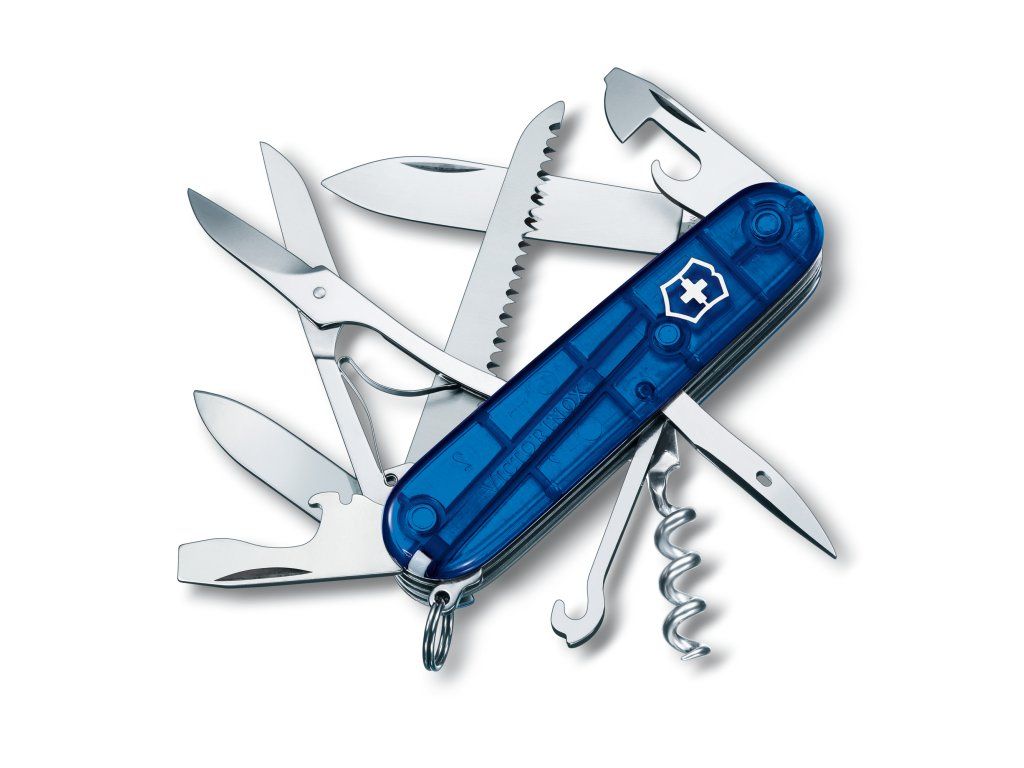 Kapesní nůž HUNTSMAN, 91 mm, modrý transparentní, blister