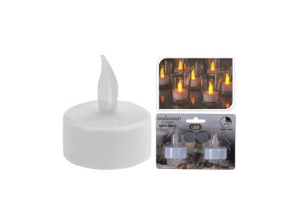 svíčka čajová LED pr.3,5cm BÍ (2ks) s bateriemi, časovačem 35 1168