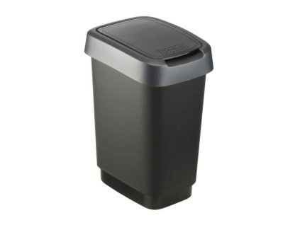 koš odp.10l TWIST, černý/stříbr.,výklop., plast