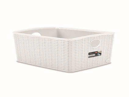 košík 36x29x13cm, bílý ELEG.-L high, im.ratan