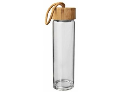 láhev 0,45l sklo, sítko, šroub.uzávěr bambus
