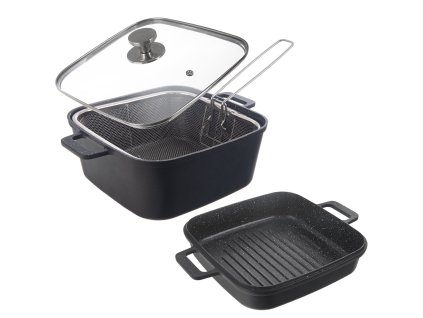 Pekáč GRANDE s víkem 32,5x24,5x16,5 cm oboustranný + frit. košík