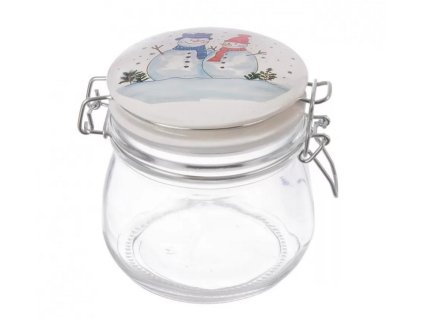 dóza 0,50l SNĚHULÁK-ker.víčko, d11,v.11,5cm, patentní, sklo