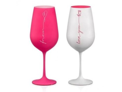 sklen. 550ml, 2ks, LOVE, růžový Crystalex, DB