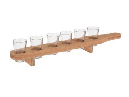 sklen.  40ml, 7ks na prkénku, panák