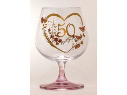 Sklenice Brandy - výročí 50 - růžová 35 17294