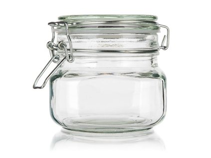 dóza hermetická hranatá  500ml skl. s patent.uzávěrem EREA