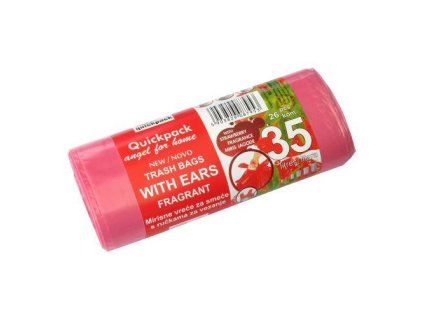pytle na odpadky s uchy 35l (26ks) 50x56cm s aroma JAHODA 8µ