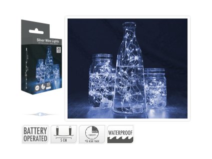 osvětlení 1,3m 20LED studená BÍ, voděodolné s časovačem 35 22384