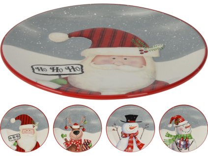 talíř 24cm VÁNOČNÍ keramický mix dekorů 35 22387