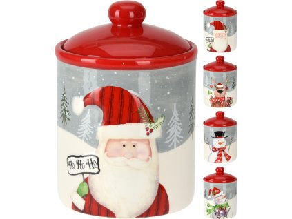 dóza pr.12,5x18cm VÁNOČNÍ s víčkem keramická mix dekorů 35 22388