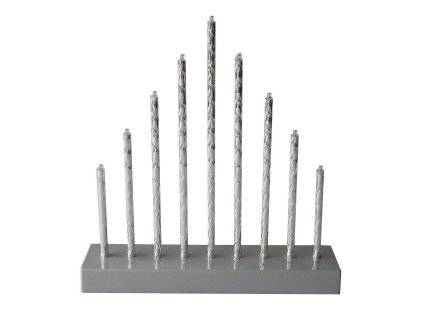 svícen vánoční  9 svíček LED,teplá BÍ,Al+ABS STŘ,26x24,8x5,7cm,3xA 35 22463