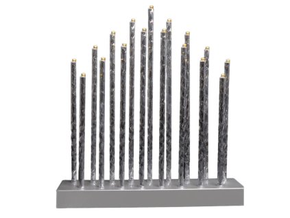 svícen vánoční 17 svíček LED,teplá BÍ,Al+ABS STŘ,28,5x26x5,7cm,3xA 35 22464