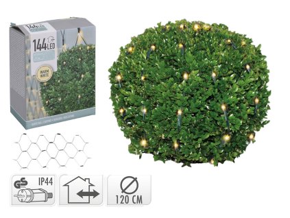 osvětlení vánoční KOULE pr.1,2m 144LED teplá BÍ, SÍŤ 35 22496