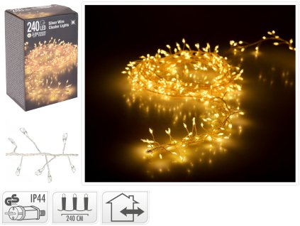 osvětlení vánoční  2,4m 240LED teplá BÍ, STŘ drát 35 22498