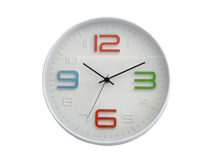hodiny nástěnné pr.30cm,3D ciferník,PH,sklo,kov BÍ/barevná čísla 35 22742