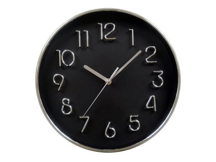 hodiny nástěnné pr.30cm,3D ciferník,PH,sklo,kov BÍ/ČER 35 22743