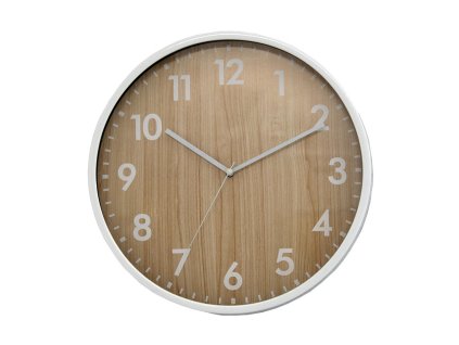 hodiny nástěnné pr.30,5cm,PH,sklo,kov BÍ/imitace dřeva 35 22744