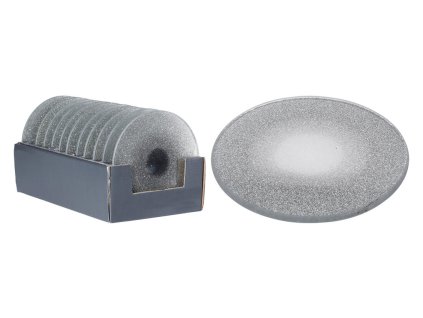svícen podložka sklo/glitter pr.20cm 35 22764