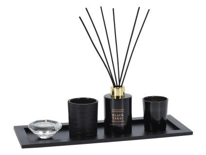 svícen/diffuser 38x15x0,95cm 5 dílů, dřevo/sklo 35 22765