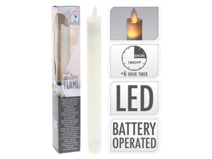 svíčka LED v.23cm, blikající plamen, časovač, SLON.KOST 35 22768