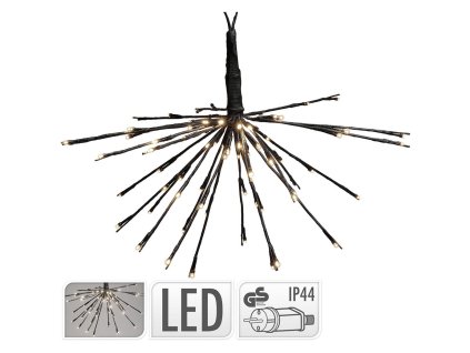 osvětlení 72LED pr.45cm, 24ks ramen, teplá BÍ, ČER 35 22773