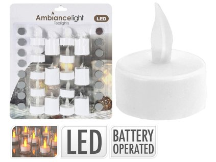 svíčka čajová LED pr 3,5cm BÍ (16ks mix) s bateriemi 35 22782