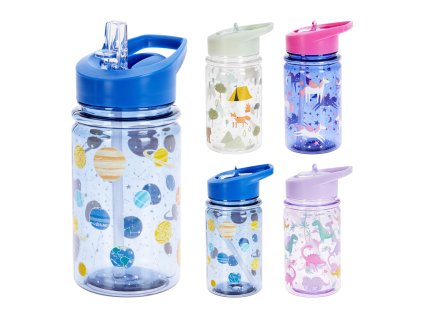 láhev na pití  400/450ml dětská s brčkem PH mix barev, mix dekorů