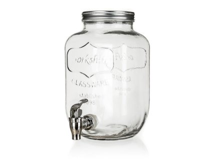 láhev 4000ml skleněná s kohoutkem, kov.víčko