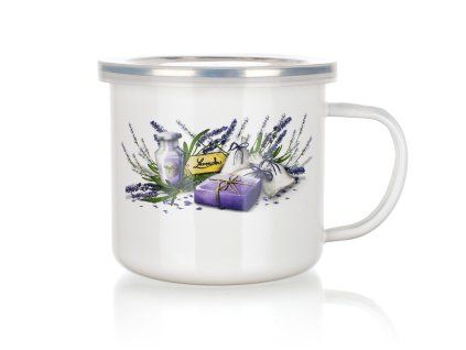 hrnek smalt. pr. 9,5cm 0,5l LAVENDER + PH víko