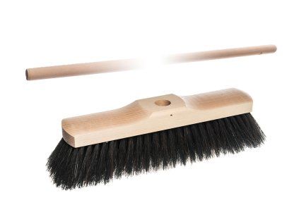 smeták 28cm dřev.nelak., žíně směs 50/50, s holí 130cm