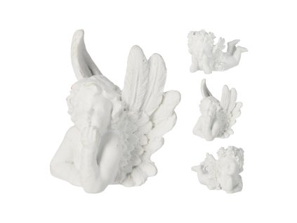 dekorace ANDĚL ležící 6cm BÍ mix 35 23760