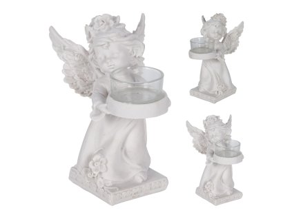 dekorace ANDĚL 17cm na čajovou svíčku BÍ mix 35 23762