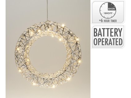 dekorace VĚNEC 30cm LED STŘ s časovačem 35 23774