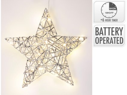 dekorace HVĚZDA 30cm LED STŘ s časovačem 35 23776