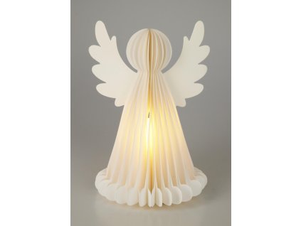 dekorace ANDĚL 28cm 6LED papír BÍ, s časovačem 35 23798