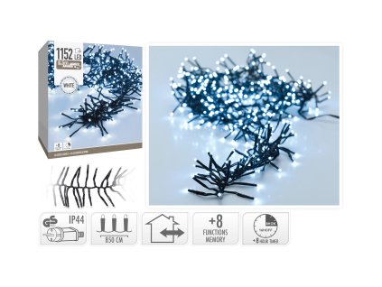 osvětlení vánoční  8,5m 1152LED studená BÍ 8 funkcí s časovačem 35 23803