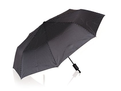 deštník 52cm skládací ČER s puntíky 35 24547
