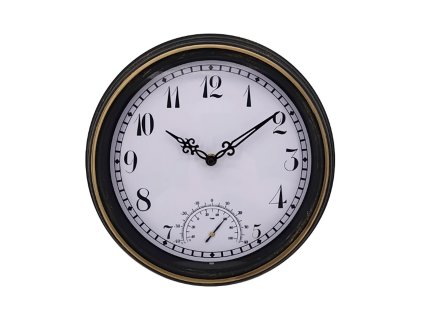 hodiny nástěnné venkovní pr.30cm,PH,sklo,kov ČER-ZLA/BÍ 35 24665