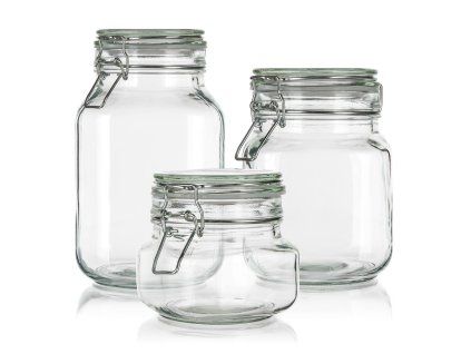 dóza hermetická sada 3díl.(0,5+1+2l) skl. s patent.uzávěrem EREA