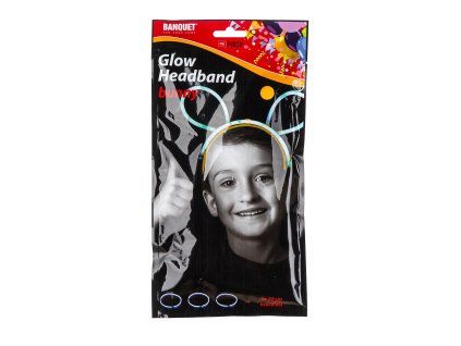 čelenka uši + 3 náramky 20cm, svítící, MY PARTY