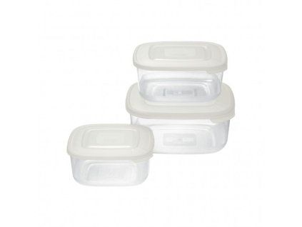 box-sada 3ks, 2,5l, 1,5l, 0,95l, čtverec bílý, FAMILY, plast