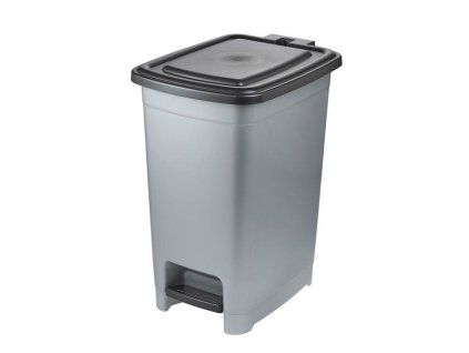 koš odp.40l OLAF, stříbr., pedál,úzký 32x42x53cm, plast