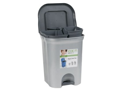 koš odp.2x11l DUO, Step-Close, stříbr., pedál, 37x29x46cm