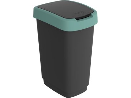 koš odp.25l TWIST, černý/krém.zelený,výklop., plast