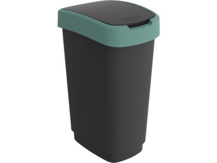 koš odp.50l TWIST, černý/krém.zelený, výklop., plast