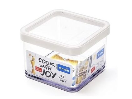 dóza 0,50l LOFT, 10x10x 7,2cm, těsnění, pevný plast