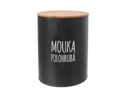 dóza plech. d13x17,5cm, MOUKA POLOHR., BLACK, plech/bambus